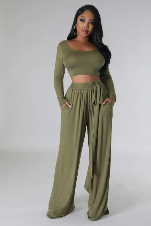 JADA PANT SET | OLIVE-Pant Set-Fashion Bombshellz | Online Boutique