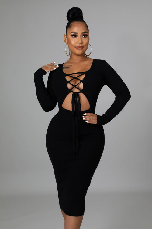 TIED UP DRESS | BLACK-DRESS-Fashion Bombshellz | Online Boutique