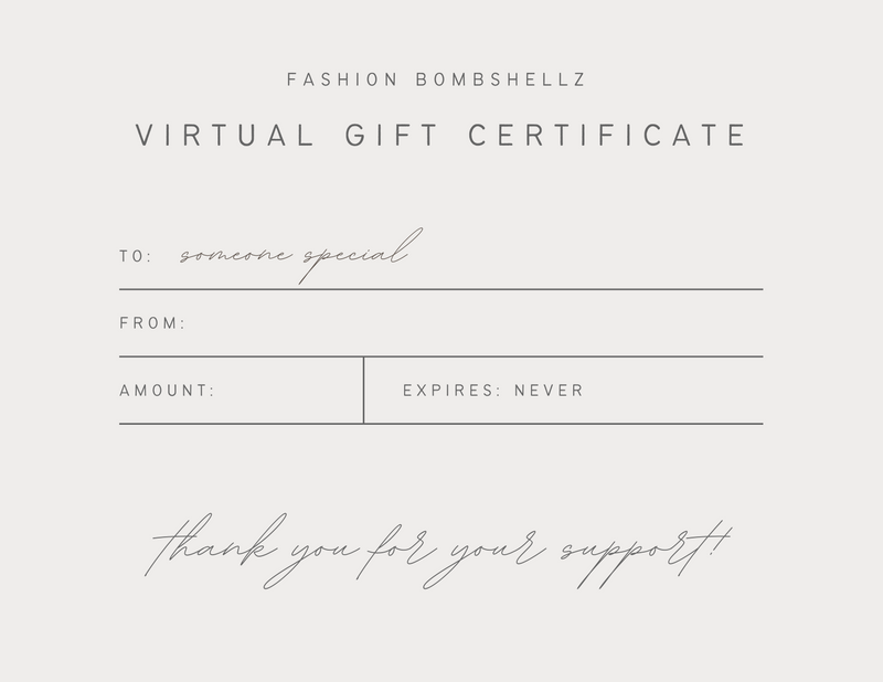 Fashion Bombshellz Virtual Gift Card-GIFT CARD-Fashion Bombshellz | Online Boutique